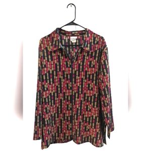 Bonworth Holiday Vintage Collared Blouse, XL